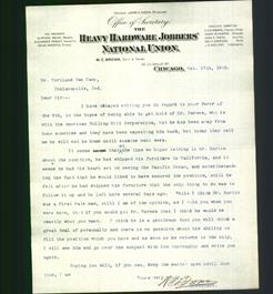Letterhead - The Heavy Hardware Jobbers' National Union