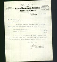 Letterhead - The Heavy Hardware Jobbers' National Union
