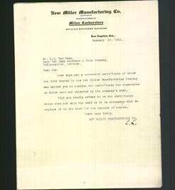 Letterhead - New Miller Manufacturing Co.
