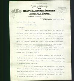 Letterhead - The Heavy Hardware Jobbers' National Union