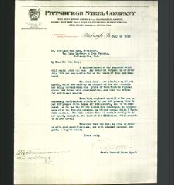 Letterhead - Pittsburgh Steel Company