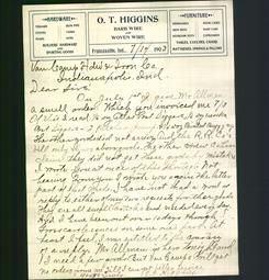 Letterhead - O.T. Higgins