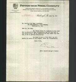 Letterhead - Pittsburgh Steel Company