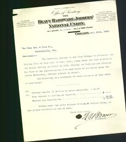 Letterhead - The Heavy Hardware Jobbers' National Union