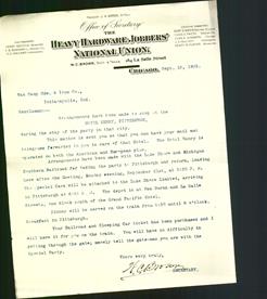 Letterhead - The Heavy Hardware Jobbers' National Union