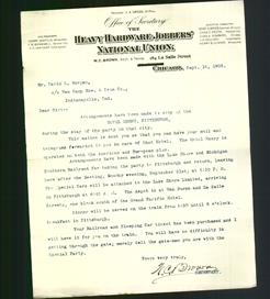 Letterhead - The Heavy Hardware Jobbers' National Union