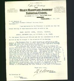 Letterhead - The Heavy Hardware Jobbers' National Union