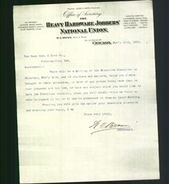 Letterhead - The Heavy Hardware Jobbers' National Union