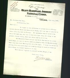 Letterhead - The Heavy Hardware Jobbers' National Union