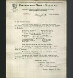 Letterhead - Pittsburgh Steel Company