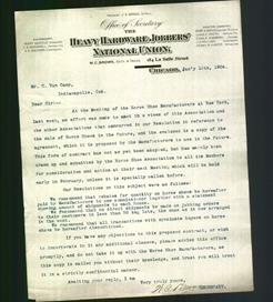 Letterhead - The Heavy Hardware Jobbers' National Union