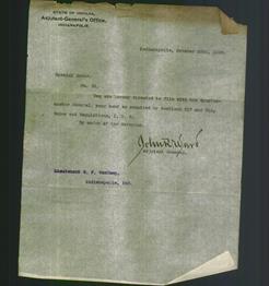 Letterhead - State of Indiana, Adjutant - General's Office