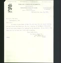 Letterhead - The Mt. Vernon Glass Co.