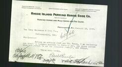 Letterhead - Rhode Island Perkins Horse Shoe Co.