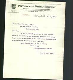 Letterhead - Pittsburgh Steel Company