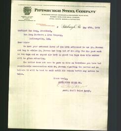 Letterhead - Pittsburgh Steel Company