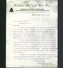 Letterhead - Kokomo Steel and Wire Co.