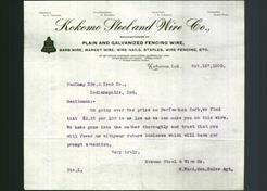 Letterhead - Kokomo Steel and Wire Co.