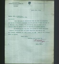 Letterhead - American Steel & Wire Co.