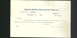 Letterhead - Atlanta Tin Plate and Sheet Mill