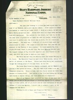 Letterhead - The Heavy Hardware Jobbers' National Union