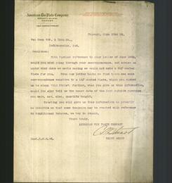 Letterhead - American Tin Plate Company