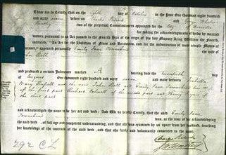 Deed by Married Women - Emily Jane Townshend Bell-Original Ancestry