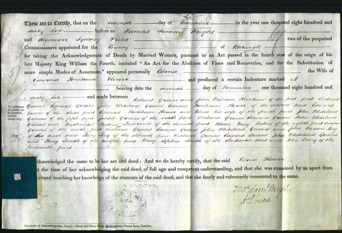 Deed by Married Women - Celina Flower #3-Original Ancestry