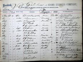 Adams Express Company Ledger 10