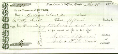Selectmen of Canton, ME Receipts 1827-1869