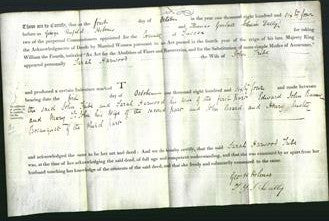 Deed by Married Women - Sarah Harwood Tribe-Original Ancestry