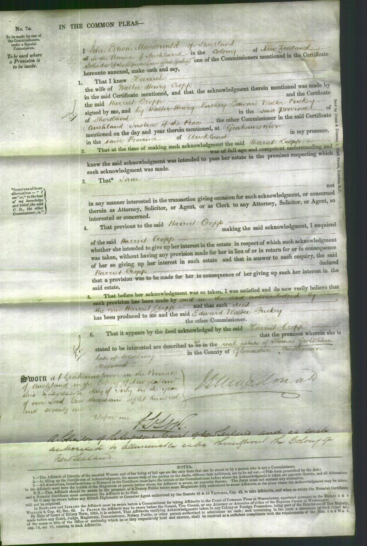 Court of Common Pleas - Harriet Cropp