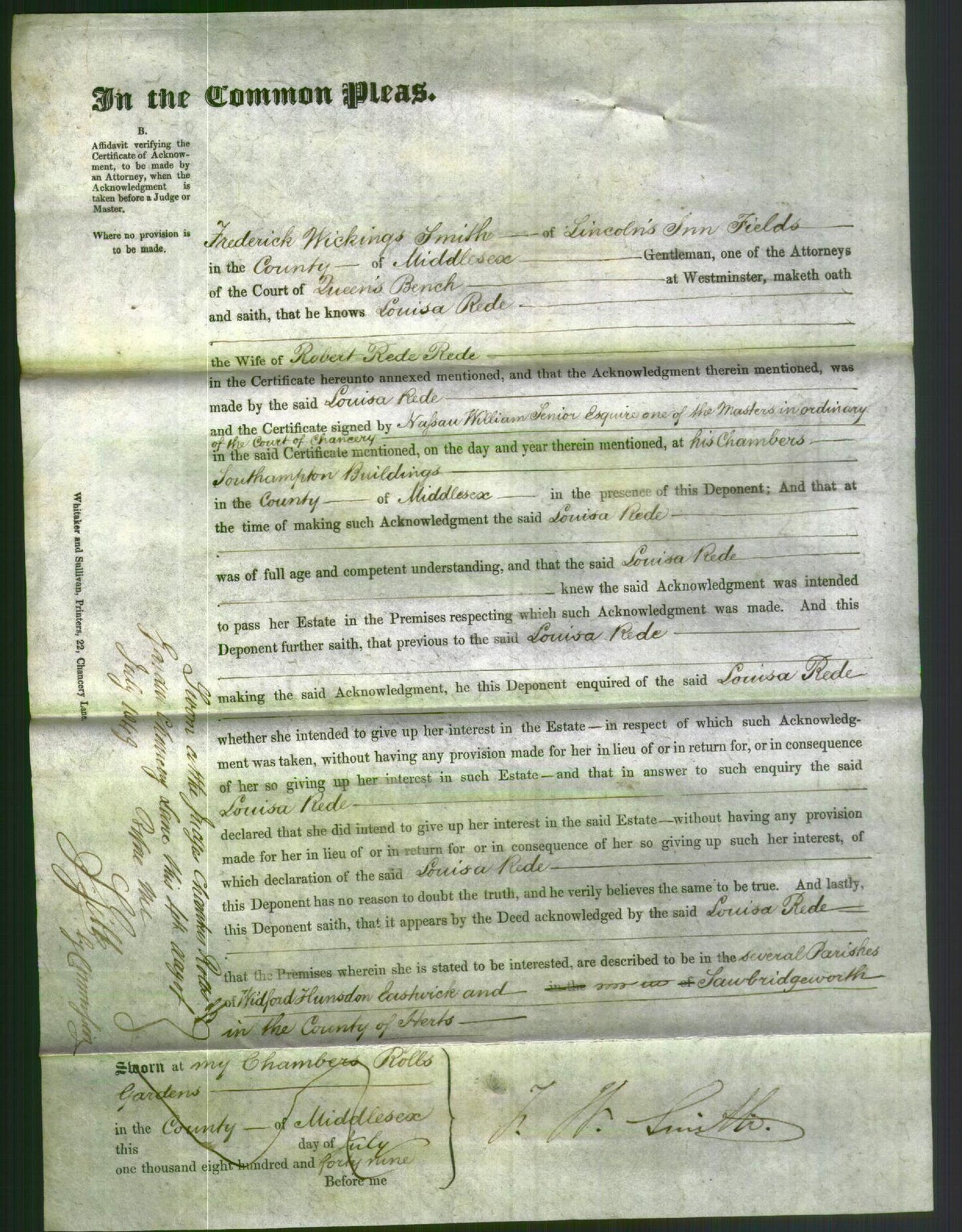 Court of Common Pleas - Louisa Rede