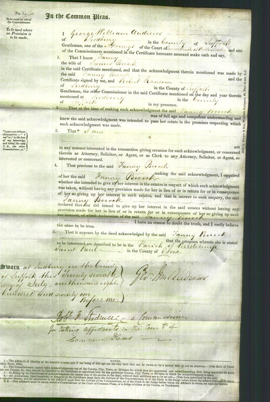 Court of Common Pleas - Fanny Bocock