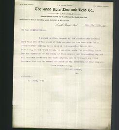 Letterhead - The 4000 Acre Zinc and Lead Co.