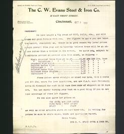 Letterhead - The C.W. Evans Steel & Iron Co.