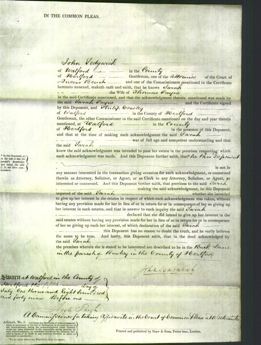 Court of Common Pleas - Sarah Payne