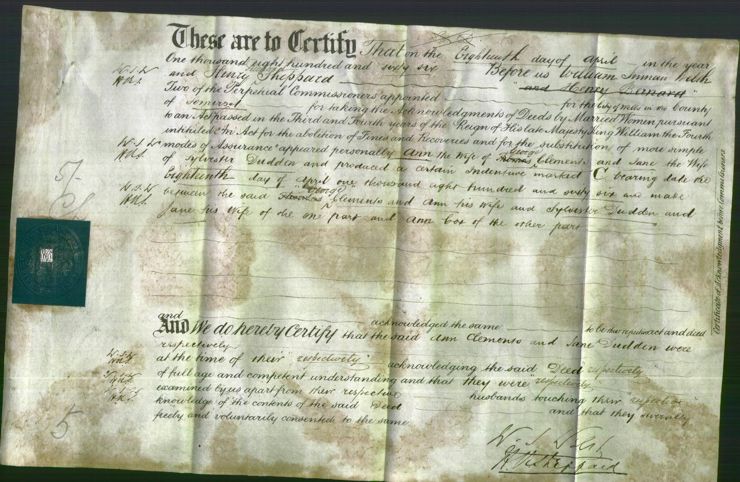 Deed by Married Women - Ann Clements and Jane Dudden