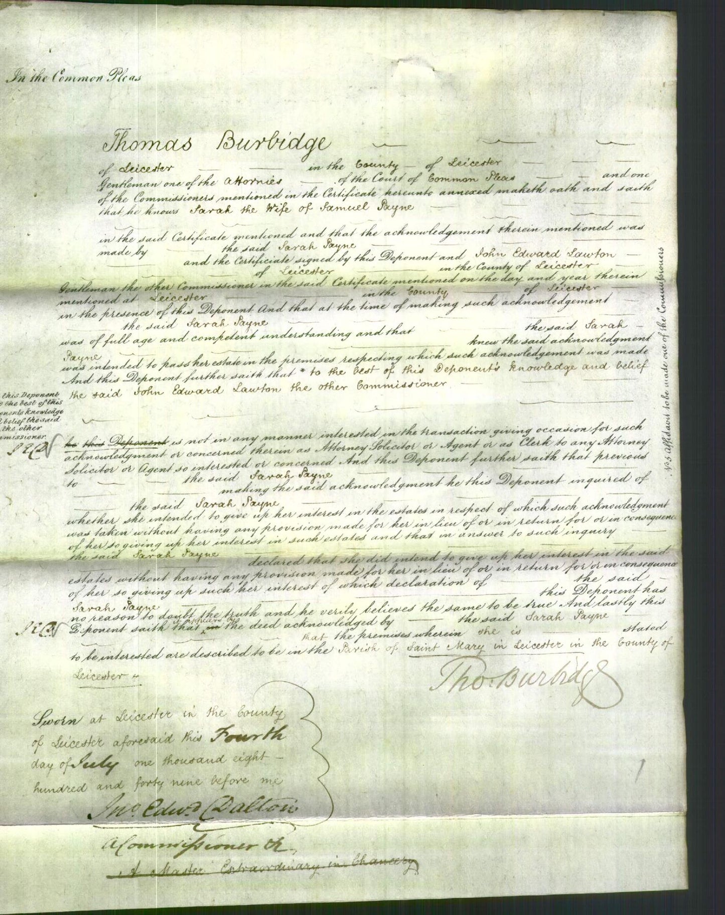 Court of Common Pleas - Sarah Payne