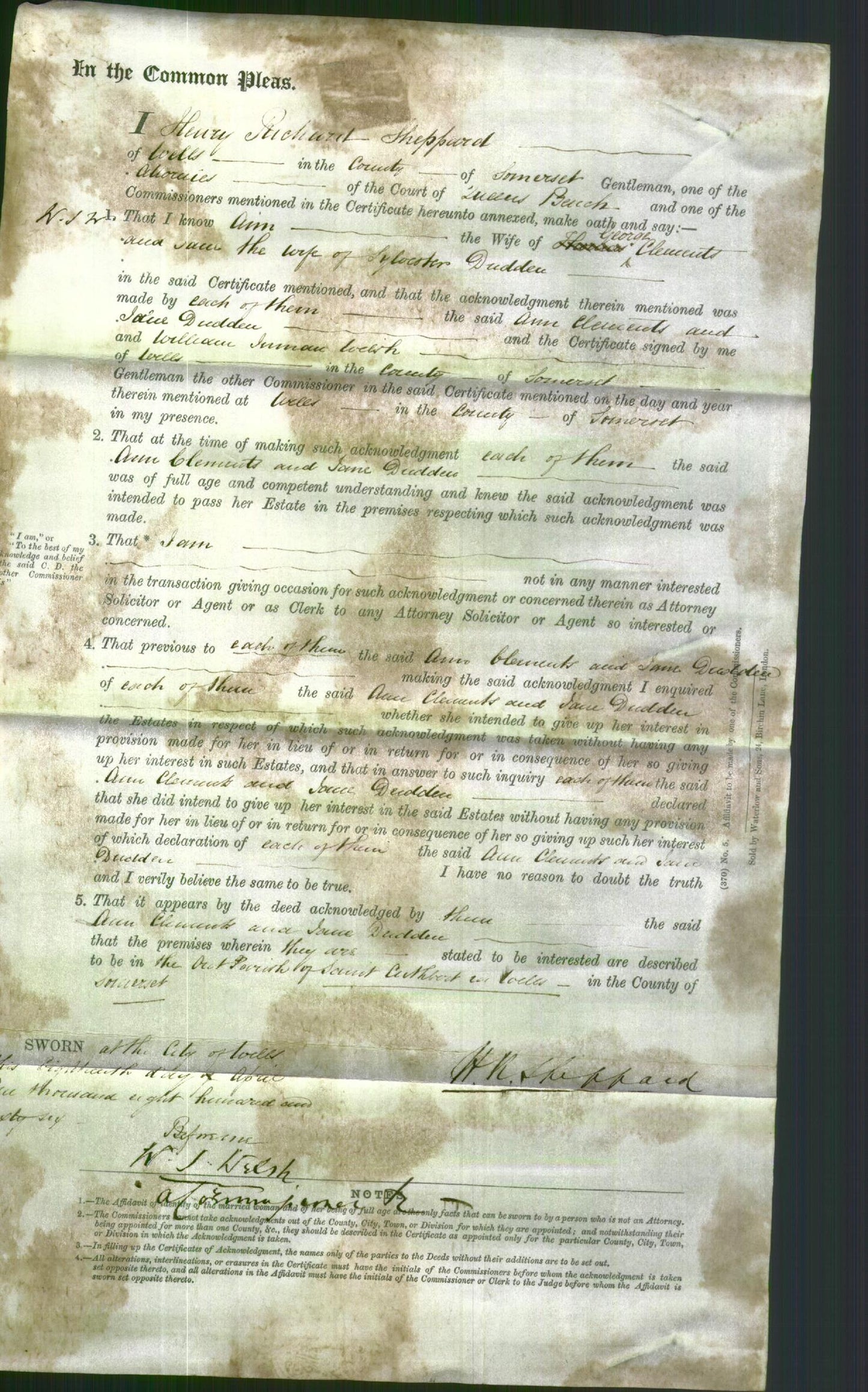 Court of Common Pleas - Ann Clements and Jane Dudden