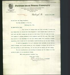 Letterhead - Pittsburgh Steel Company