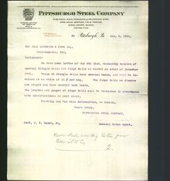 Letterhead - Pittsburgh Steel Company
