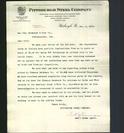 Letterhead - Pittsburgh Steel Company