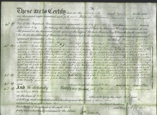Deed by Married Women - Mary Matthews and Eliza Hare Thomas