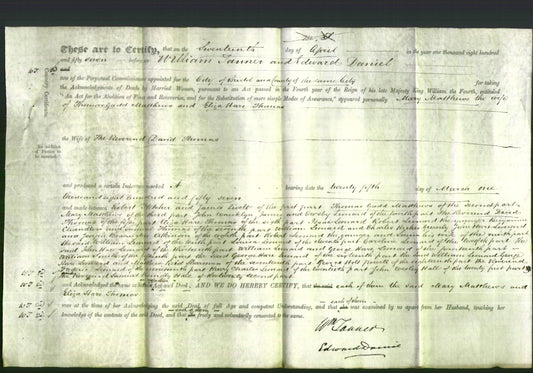 Deed by Married Women - Mary Matthews and Eliza Hare Thomas