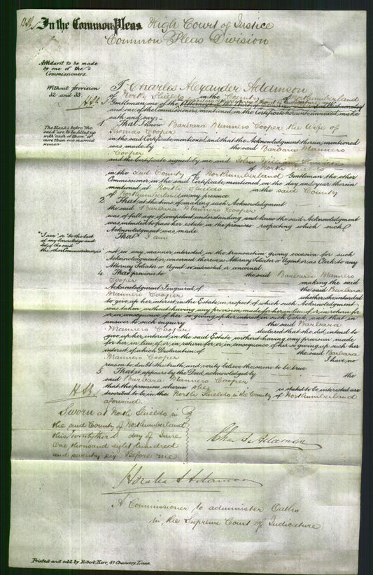 Court of Common Pleas - Barbara Manners Cooper-Original Ancestry