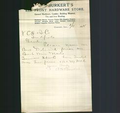 Letterhead - A.H. Burkert's Red Front Hardware Store