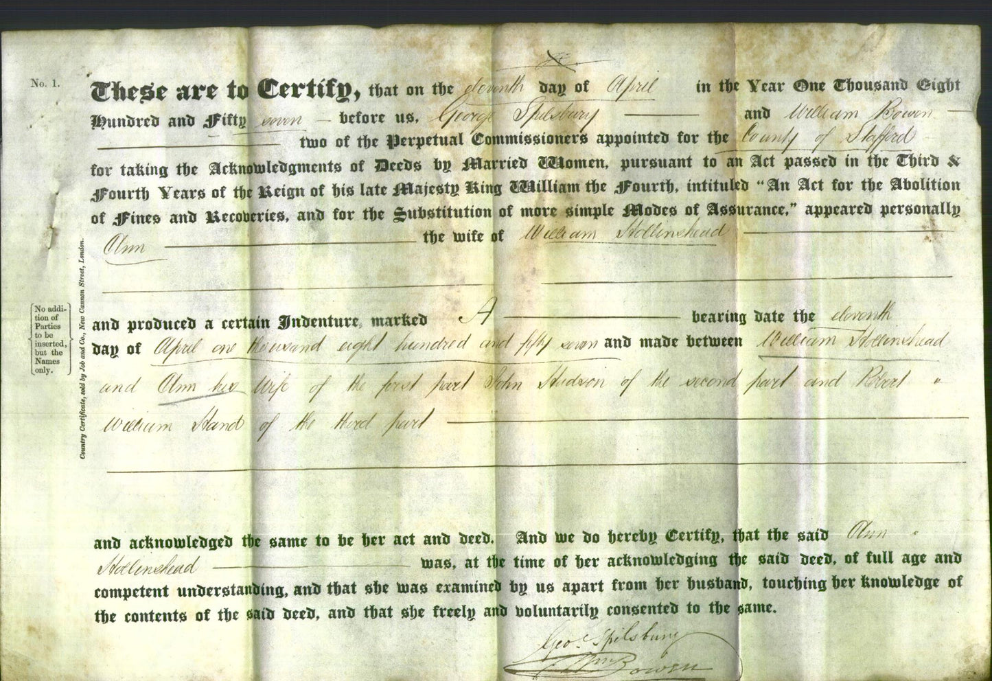 Deed by Married Women - Ann Hollinshead