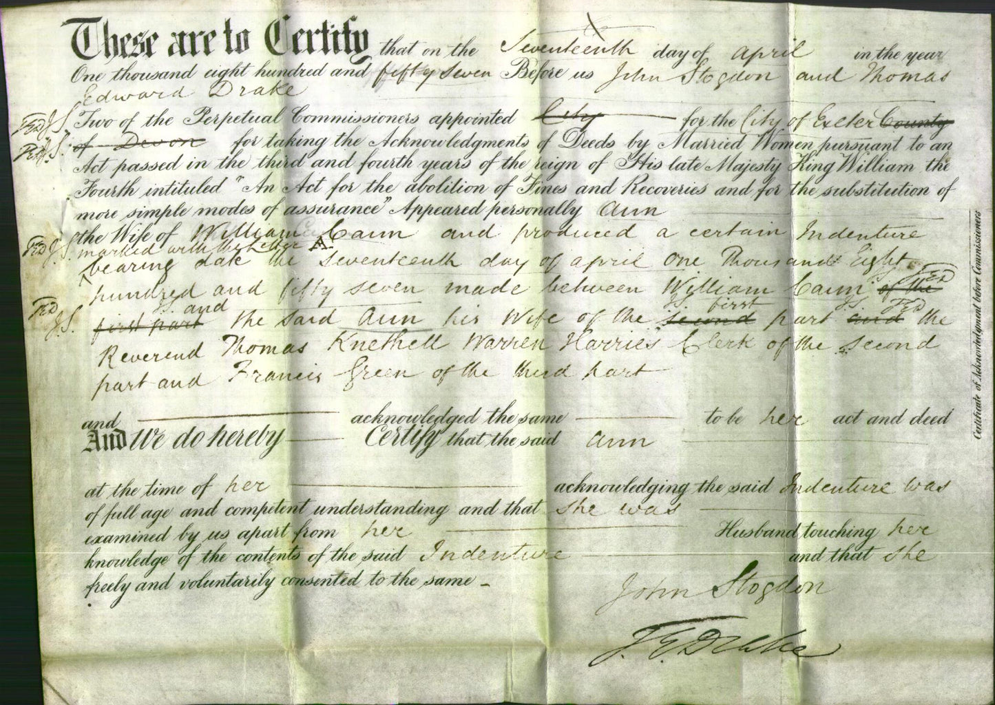 Deed by Married Women - Ann Cain