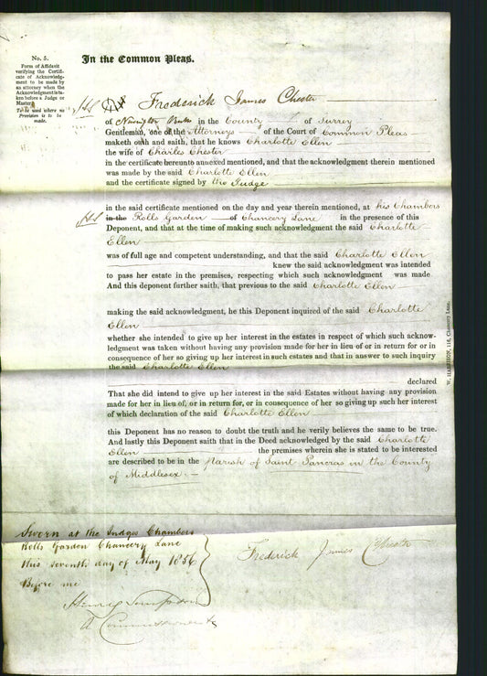 Court of Common Pleas - Charlotte Ellen Chester-Original Ancestry